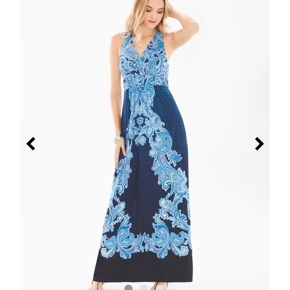 Sleeveless Cross Back Maxi Dress Paisley Di Mare - Picture 1 of 7